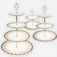 Assiettes de présentation de luxe à bord doré et noir,assiettes à dîner à rayures géométriques en porcelaine tendre pour mariage