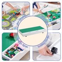 Table de jeu de construction 2 en 1 pour enfants Table de jeu de blocs de construction avec plateau et table d'activité de voiture de train avec roues