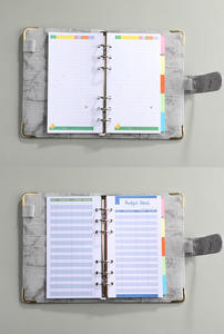 A6 PU Loose-Leaf Máy Tính Xách Tay Chất kết dính ngân sách kế hoạch bằng đá cẩm thạch chương trình nghị sự lưu trữ tiền mặt Tally cuốn sách trẻ em của quà tặng Vàng góc bảo vệ - Product Image 6