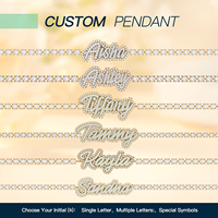 Bijoux délicats personnalisés Nom personnalisé Pendentif Collier en argent sterling 925 Moissanite Lettres Pendentif Tennis Chaîne Collier