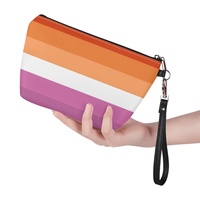 Trousse de Maquillage Personnalisée en PU Thème Arc-en-ciel Gay (Sept Rayures) pour Voyages d'Affaires, Rangement Cosmétique à Domicile et Articles en Gros