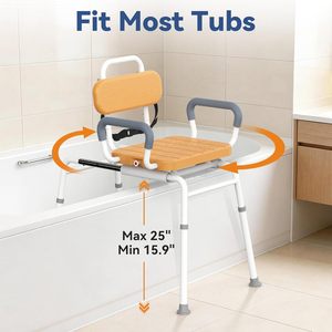 Sliding Shower <strong>Chair</strong> <strong>for</strong> Elderly with 350 lb Weight Capacity Aluminum Alloy Height Adjustable <strong>Tub</strong> Transfer Bench - Product Image 4