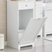 Meuble de rangement de salle de bain avec tiroir et panier à linge inclinable, armoire de rangement de salle de bain avec panier