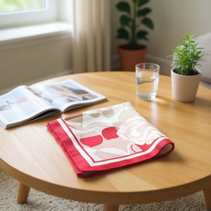 Écharpe carrée 70x70 cm, imprimé rose, petite écharpe en soie pour femme, accessoire de mode - Product Image 2