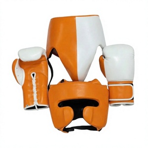 Custom Leather <b>Boxing</b> <b>Set</b> Kick <b>Boxing</b> Gloves and Head Guard Training Fight Gear OEM <b>Sparring</b> Equipment - Product Image 4