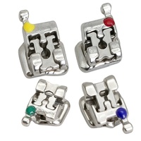 Bracket Ortodontik Kawat Lurus Geser 3 Hook MBT Self Ligating Metal untuk Koreksi Gigi