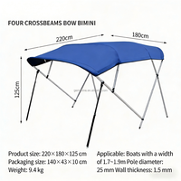 Kanopi Bimini Kapal Pontun Kain Oxford 600D/1200D Tahan Air, Rangka Aluminium Matte 4 Busur, Pelindung UV, Penutup Tenda Kapal