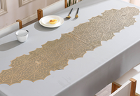 Nouveau Tapis de Table Décoratif Feuille Métallique en PVC Doré pour la Maison