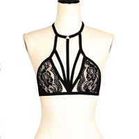Sous-vêtements en maille transparente, sans rembourrage, harnais élastique sans fil, dentelle, bretelles transparentes, soutien-gorge érotique, Sexy