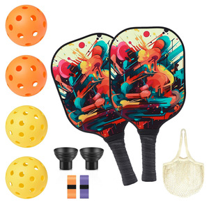 Ensemble de raquettes de pickleball, poignée antidérapante en fibre de verre à 40 trous, avec 2 balles et sac à cordon pour divertissement en plein air - Product Image 3