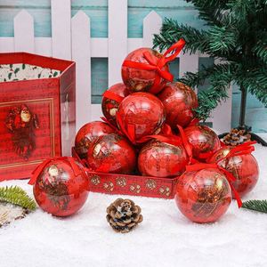 Boules de Noël à suspendre double couche 75 mm, motif bonhomme de neige et vieil homme, avec décorations en ruban - Product Image 3