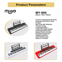 MY MUSIC MY-680 61 Key LED Plastic Electronic Digital Piano Keyboard Portable Electric Organ Musical Instrument for Beginners