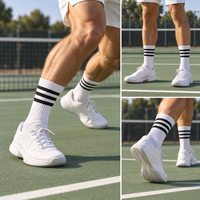 Chaussettes de sport rétro à triple rayure, côtelées, pour entraînement sur terrain, unisexes, classiques, pour le tennis