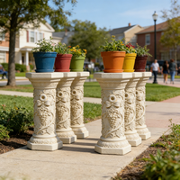 Socle en résine sculpté en vigne - Style classique crème, base élégante pour statues de jardin et présentoirs de plantes