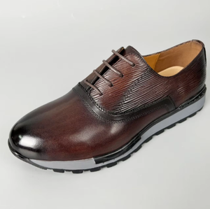 Zapatos Casuales de Cuero Vacuno Genuino para Hombre, Hechos a Mano, con Cordones, Transpirables, Antideslizantes, con Suela de Goma, para Caminar al Aire Libre - Product Image 1