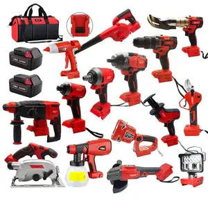 EKIIV Cordless Power Tools Lithium 18V Brushless Angle Grinder Hammer Drill Chain Saw Blower Wrench Combination Tool Set