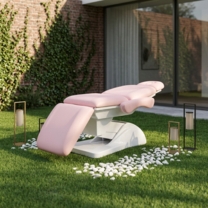 Fauteuil-lit électrique à mécanisme de levage en cuir PU bleu, mobilier de salon au design contemporain, lit de spa facial électrique motorisé - Product Image 6