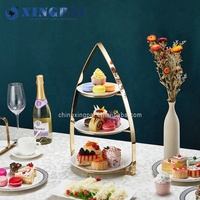 Équipement de Buffet XINGPAI Présentoir à Desserts Luxueux Doré à Trois Niveaux pour Mariage Banquet Fête
