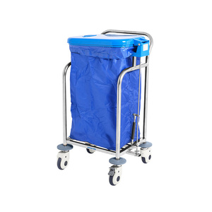 Metal Hospital Linen <strong>Carts</strong> Soiled <strong>Bed</strong> Linen Changing Trolley With <strong>Plastic</strong> Bucket Trolley for Cleaning - Product Image 2