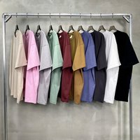 Kaos Terbaru 190G Oversize Pria Katun Murni Streetwear Merk Ternama Lengan Pendek Warna Solid Polos Bernapas