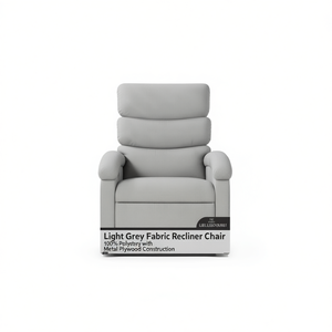 เก้าอี้ปรับเอนผ้าสีเทาอ่อน โครงโลหะ ดีไซน์ร่วมสมัย ใช้งานด้วยมือ - Product Image 1