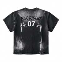 T-shirt personnalisé OEM en coton premium, coupe décontractée, délavé à l'acide, streetwear, impression DTG Kornit, style grunge, gothique, motard, déchiré