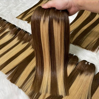 Pas cher 12A grade brut Vitename Highlight 99j Rouge Ombre Blonde Os Droite Super Double Dessiné Extension de faisceaux de cheveux humains