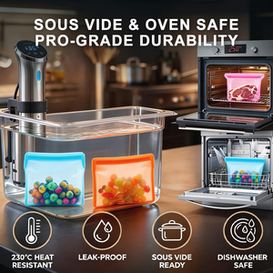 Bolsa de Silicona para Alimentos, Apta para Microondas y Congelador, Reutilizable, para Sándwiches, Refrigerador, Cocción Sous Vide, Proveedor de Fábrica - Product Image 5