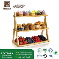 Présentoir à 3 niveaux en bambou naturel, support de comptoir en bois en forme de A, étagère de service à plusieurs niveaux pour cuisine, boulangerie, desserts