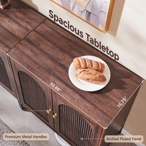 Aparador Moderno <span class=keywords><strong>de</strong></span> Madera Maciza con Almacenamiento, Aparador Alto con Arcos Acordonados y Estantes Ajustables, Barra <span class=keywords><strong>de</strong></span> Café Modular - Product Image 5