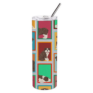 Vaso Delgado de Acero Inoxidable con Diseño de Bulldog Inglés Brindle - Product Image 1