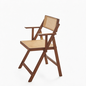 Vine Woven Bamboo <b>Wood</b> <b>Armchair</b> Leisure Backrest Home Folding Chair Bedroom- Home Office Dining Chair Nordic Modern Minimalist - Product Image 1