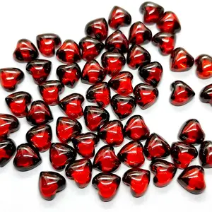 Heart-shaped flat-bottomed cabochon garnet red zircon CZ cubic zirconia bare stone for jewelry