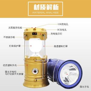 Outdoor <b>Led</b> <b>Camping</b> <b>Lantern</b> Solar Rechargeable Portable Emergency Lighting Lamp For Tent Use - Product Image 4