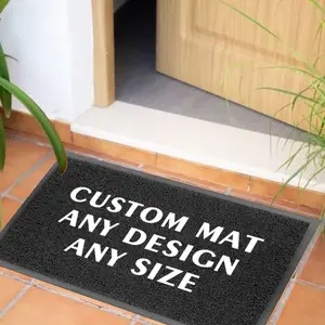 Alfombrilla de PVC de peso pesado personalizada, alfombrilla antideslizante para puerta de entrada exterior, diseño de bienvenida de espagueti, Impresión de espuma lavable para Hotel