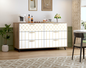 Armoire de rangement blanche moderne de luxe avec 6 <span class=keywords><strong>tiroirs</strong></span> Grande <span class=keywords><strong>commode</strong></span> Armoire de salon en bois pour entrée chambre - Product Image 5