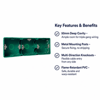Boîtier de jonction encastré PVC 3 modules type 86, ignifuge, épaissi et profond, pour interrupteur et prise - 8650-1