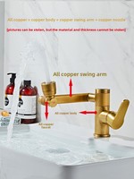 Robinet de lavabo numérique en céramique, style antique, à poignée unique, à poser sur le comptoir, eau chaude et froide, bras mécanique universel rotatif, rétro