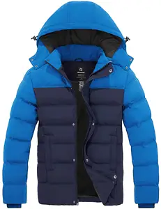 Men's Hooded Winter Coat Warm Puffer Jacket Thicken Cotton Coat With Removable Hood