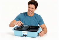 Grill électrique Yuanjian 1350W, plaque de cuisson combinée, double contrôle de température, sans fumée, antiadhésif, barbecue avec thermostat