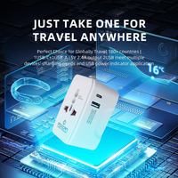 Adaptateur secteur de voyage compatible avec la tension mondiale 1 USB + 1 Type C prises US/UK/EU/AU portables pour les voyages d'affaires