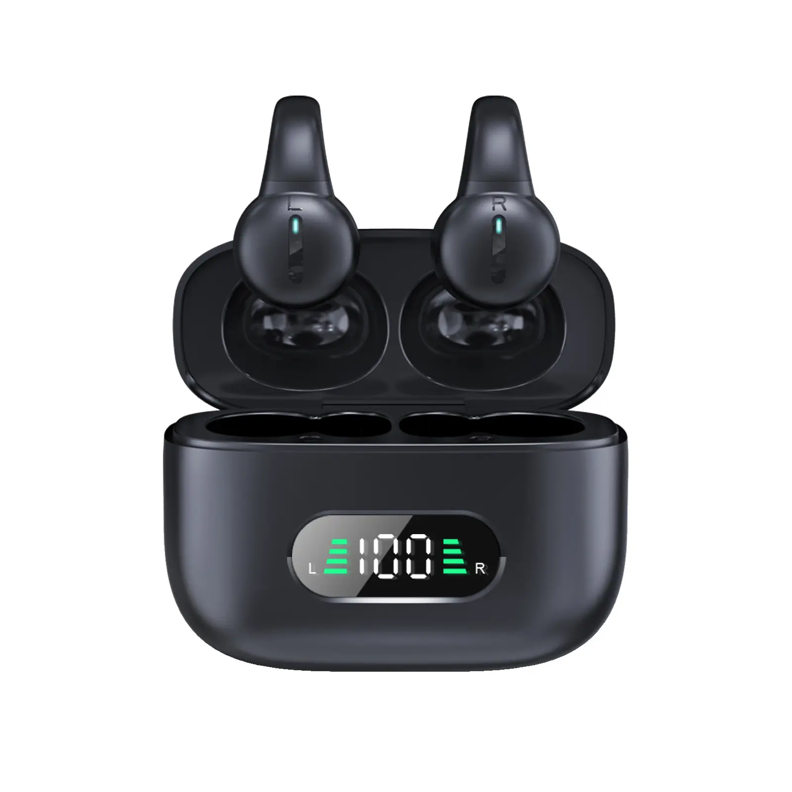 Écouteurs S30 avec une autonomie de batterie ultra longue, écouteurs à clip d'oreille écouteurs à affichage numérique sans fil intra-auriculaire