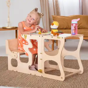 교육 몬테소리 학습 유아 의자 어린이 합판 칠판 두 단계 의자 학습 주방 도우미 타워