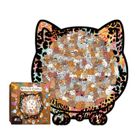 Vente en gros d'usine : Puzzle en bois 135 pièces motif chat léopard mignon, jeux de société animaux de formes uniques personnalisés pour cadeau