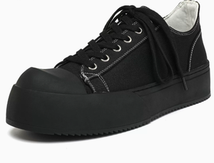 Sneakers Chunky da Uomo con Suola Oversize, Bianche e Nere, Scarpe Casual Streetwear alla Moda, Punta Rotonda, Suola Spessa, Allacciatura con Lacci - Product Image 4