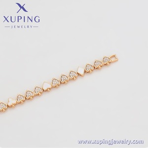 X001036545 <span class=keywords><strong>XUPING</strong></span> Pulsera de moda chapada en oro de 18K para mujer, brazalete de cobre ecológico con dijes de tenis y corazón de diamante, regalo diario - Product Image 5