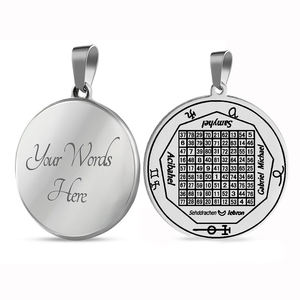 HLSS488 SYMBOLES MAGIQUES CARRÉS LUNE The <span class=keywords><strong>Tabula</strong></span> Lunae Sigils of Angels Demons Talisman Collier pendentif en acier inoxydable découpé au laser - Product Image 4