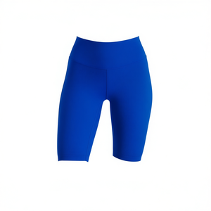 Shorts de cyclisme côtelés pour femmes de haute qualité avec taille élastique haute, shorts en tricot bleu sportifs adaptés au cyclisme pour les vêtements de sport - Product Image 1