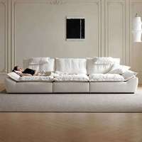 Canapé en tissu technique abrasif de luxe nordique, compressé, à assise large et profonde, en latex, pour une position relaxante