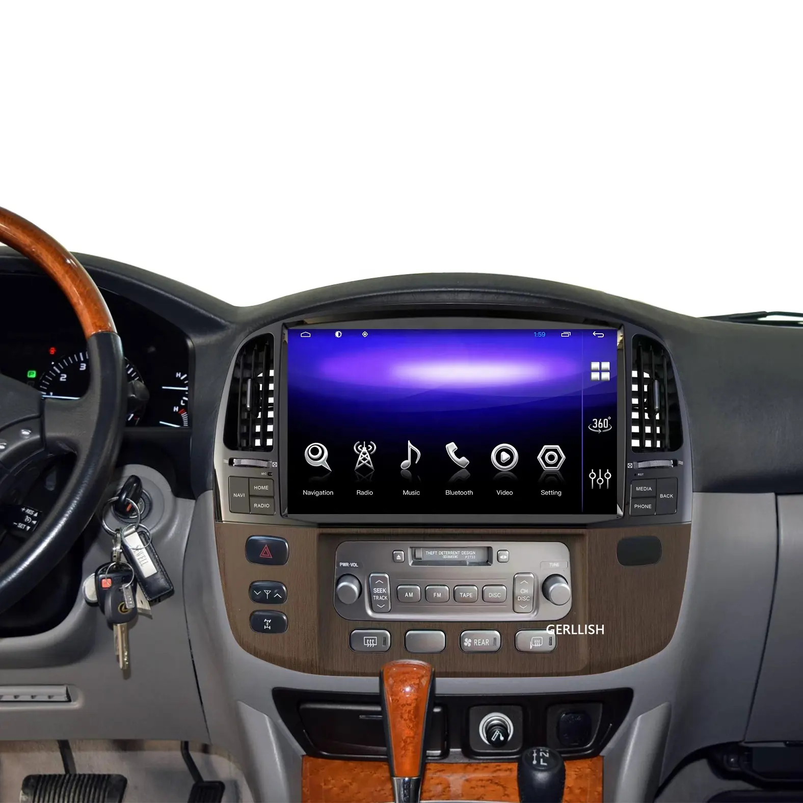 ออโต้สเตรีโอแอนดรอยด์13.6นิ้วสำหรับ Lexus LX470 2003-2007ตัวนำทาง GPS เครื่องเล่นมัลติมีเดียเครื่องบันทึกเทปวิทยุ DSP